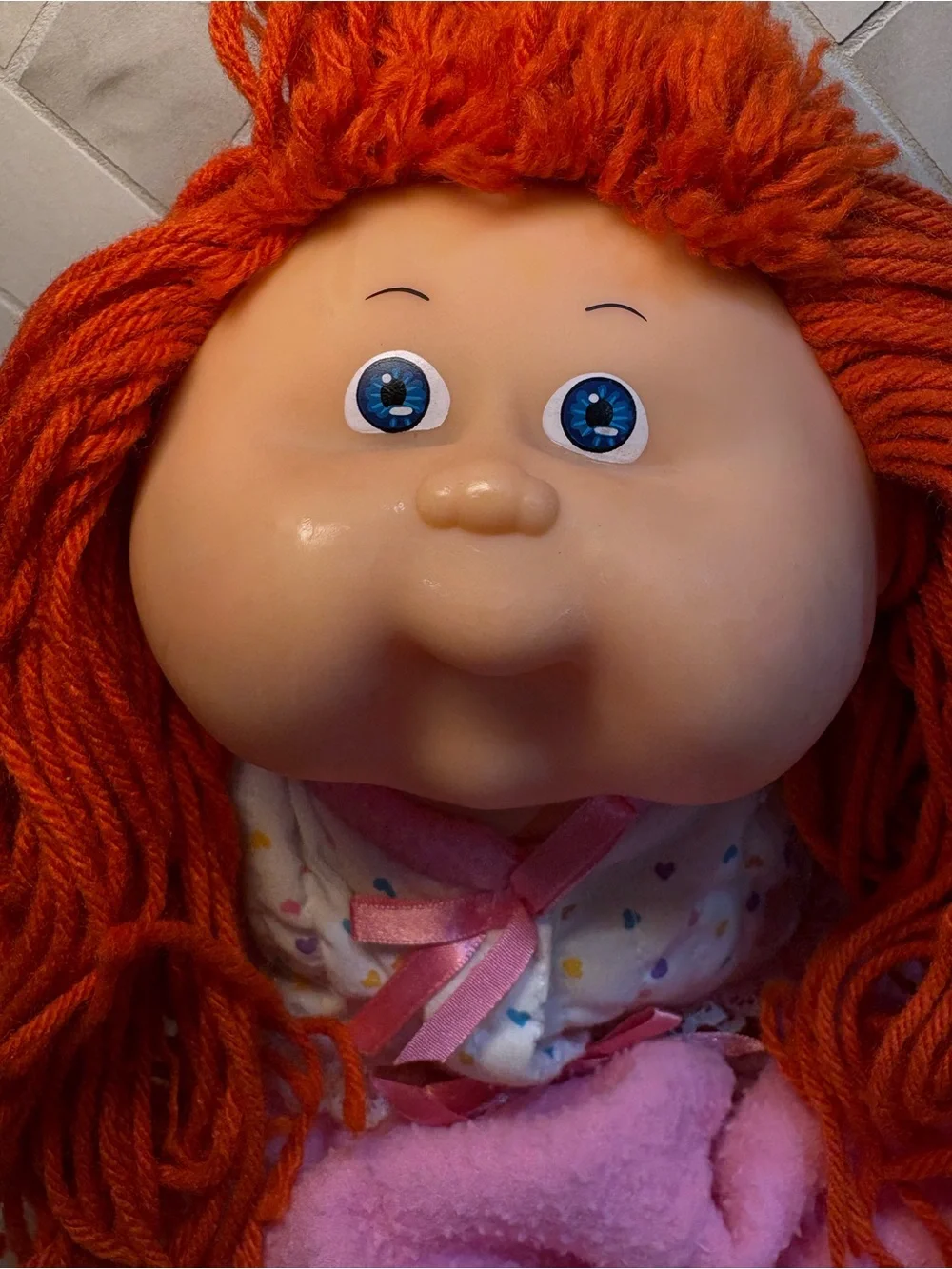 Vintage 1989 Cabbage Patch Doll Coleco Head Mold #20 Red Hair Blue Eyes Pjs
